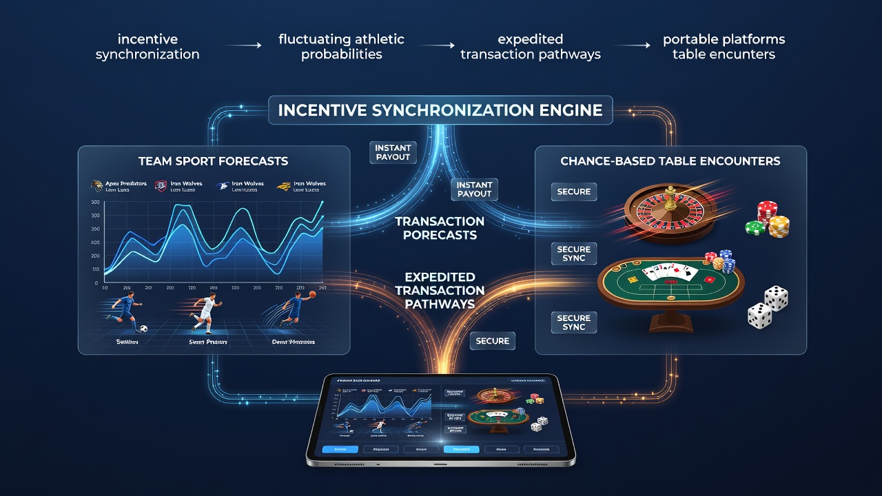 Mobile platform interface displaying synchronized sports betting odds and casino table game incentives with real-time transaction options