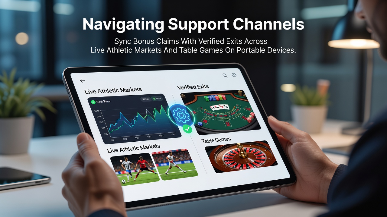 Mobile app interface showing live sports betting markets and casino table games with support chat integration